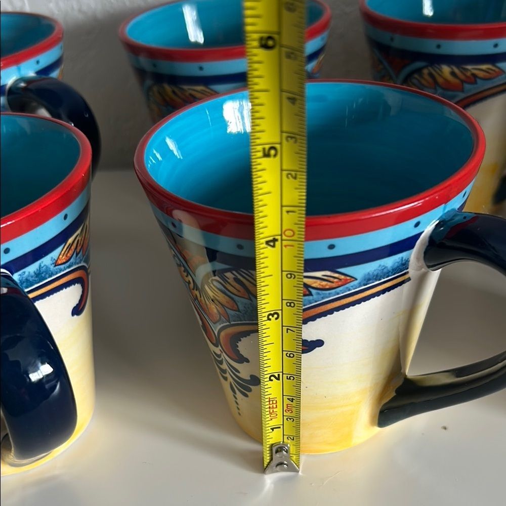 Vibrant Yellow and Blue Dining Mugs Set of Seven - Picture 7 of 8